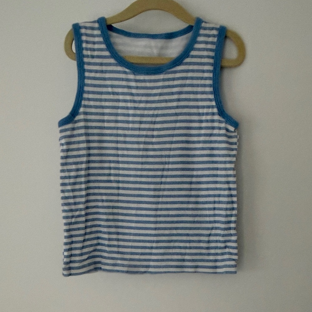 Sailor Insp Blue White Striped Kids Sleeveless Tank Top 100% Cotton 3T